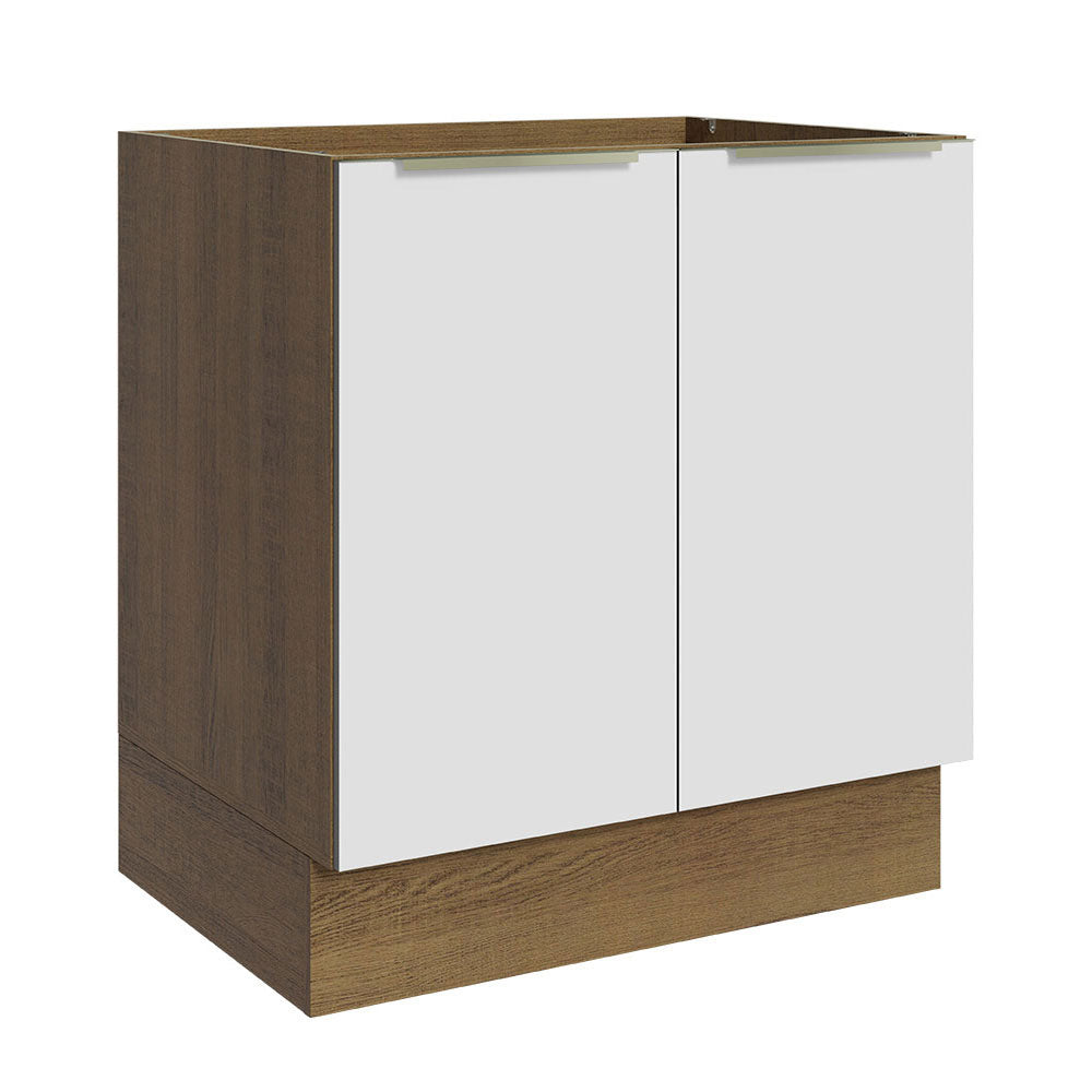 Bajo Mesada Cocina 70 x 60 cm 2 Puertas (Sin Mesada) Marrón/Blanco Aterciopelado Lux Madesa