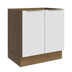 Bajo Mesada 70 x 60 cm 2 Puertas (Sin Mesada) Marrón/Blanco Aterciopelado Lux Madesa