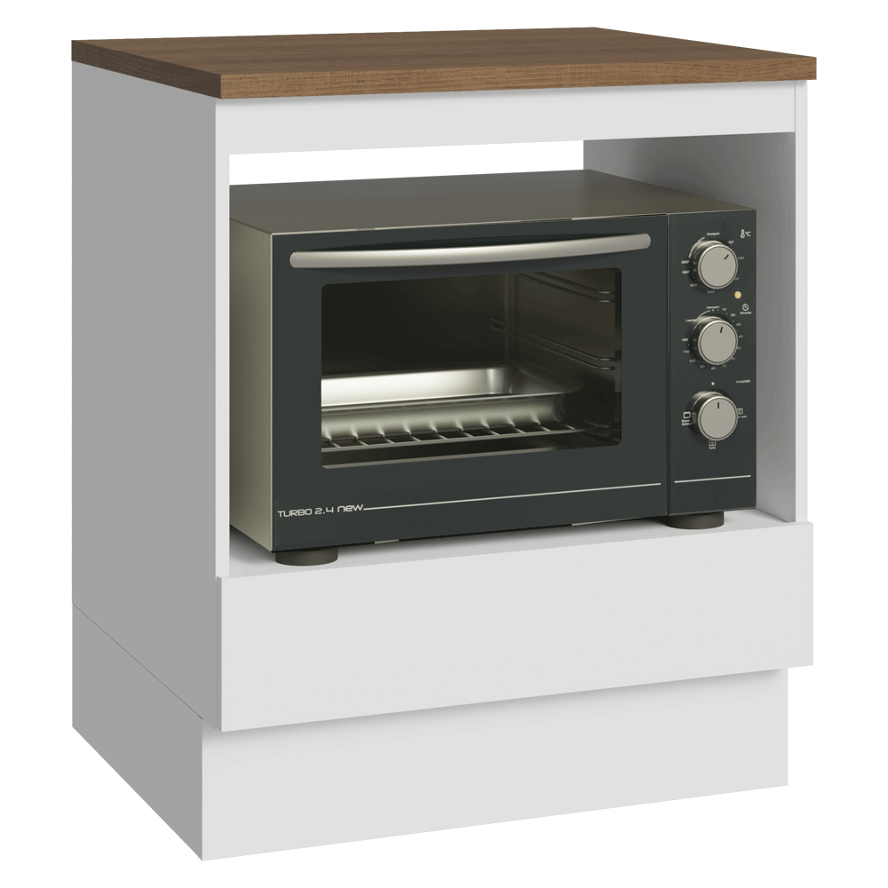 Bajo Mesada para Horno/Microondas 70 x 60 cm 1 Cajón mesada Marrón/Blanco Madesa