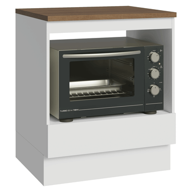 Bajo Mesada 70 cm para Horno o Microondas 1 Cajón Blanco/Marrón Estándar Madesa