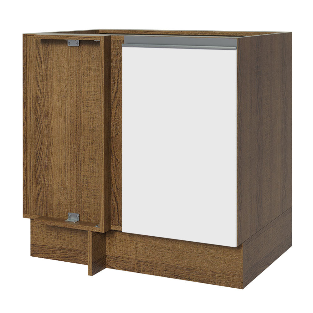 Bajo Mesada Esquinero 1 Puerta 60 cm Profundidad (Sin Mesada) Marrón/Blanco Glamy Madesa