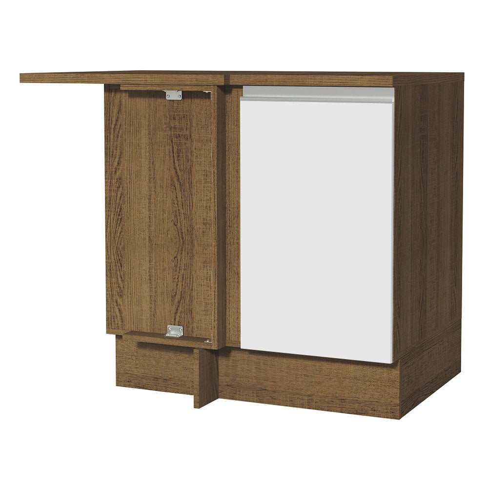 Bajo Mesada Esquinero 102 cm x 64 cm (Con Mesada) Glamy Marrón/Blanco