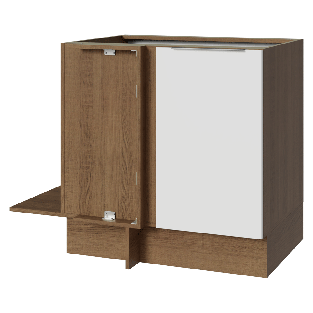 Bajo Mesada Cocina Esquinera 1 Puerta 60 cm Profundidad (Sin Mesada) Marrón/Blanco Stella Madesa