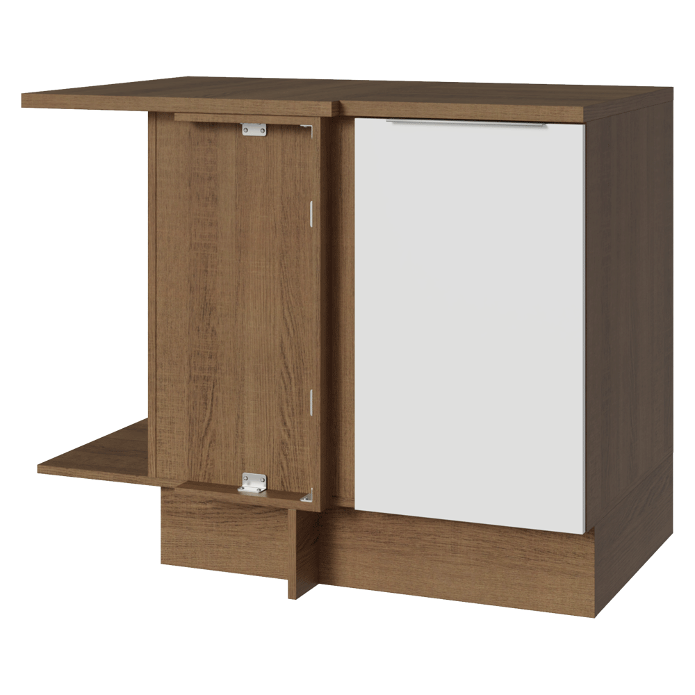 Bajo Mesada Cocina Esquinera 1 Puerta 60 cm Profundidad (Con Mesada) Marrón/Blanco Stella Madesa