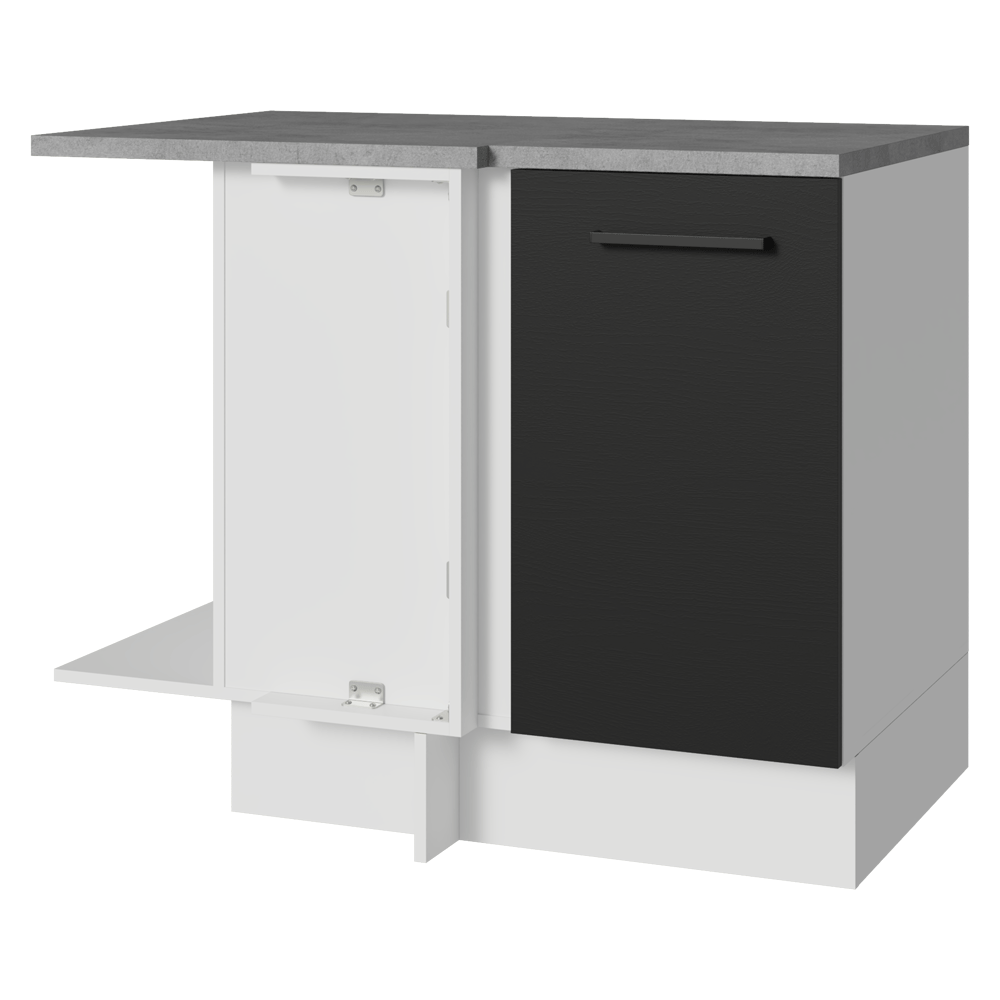 Bajo Mesada Cocina Esquinera 1 Puerta 60 cm Profundidad (Con Mesada) Blanco/Negro Agata Madesa