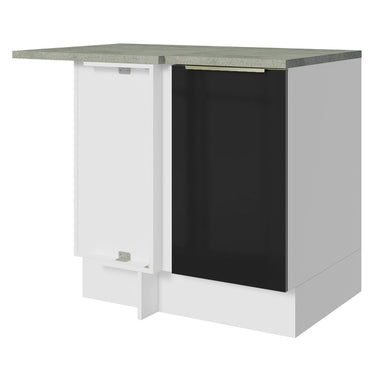Bajo Mesada Esquinero 102 cm 1 Puerta Blanco/Negro Lux Madesa