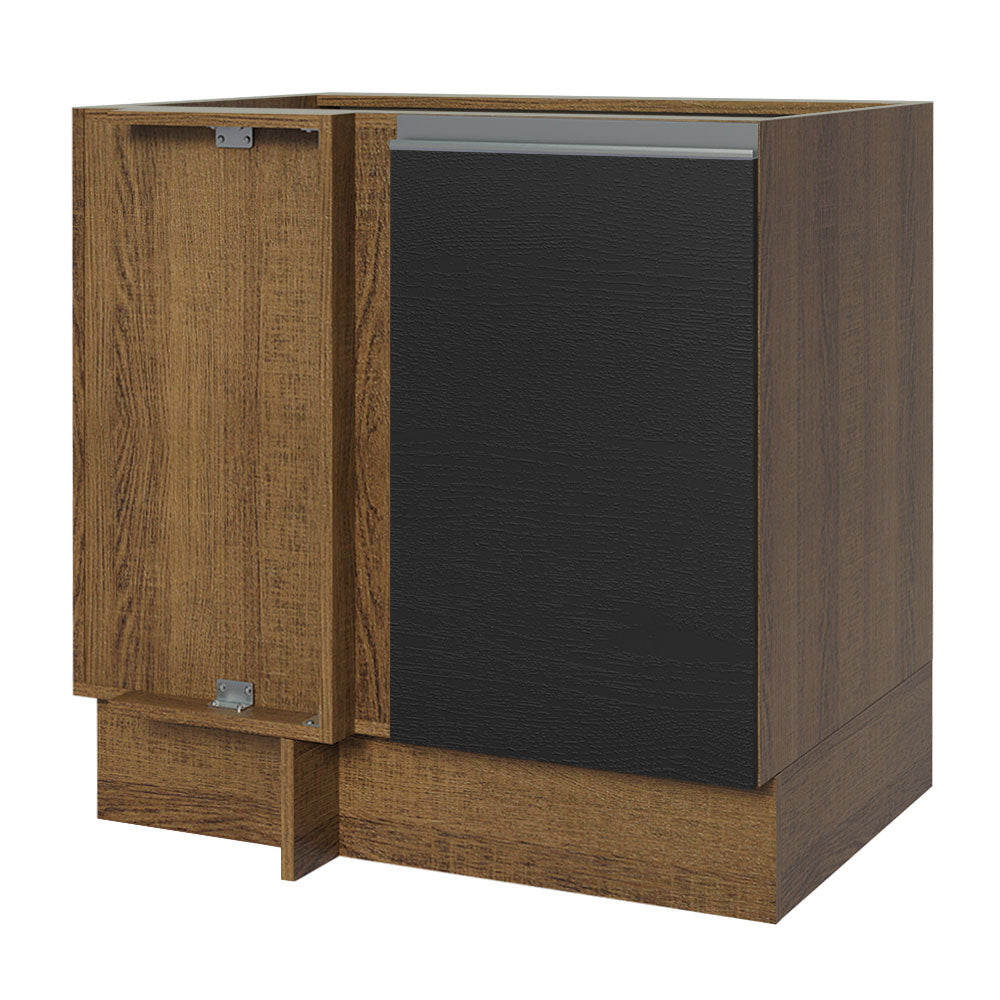 Bajo Mesada Esquinero 1 Puerta 60 cm Profundidad (Sin Mesada) Marrón/Negro Glamy Madesa