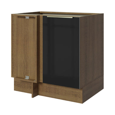 Bajo Mesada Esquinero 80 cm 1 Puerta Sin Mesada Marrón/Negro Lux Madesa