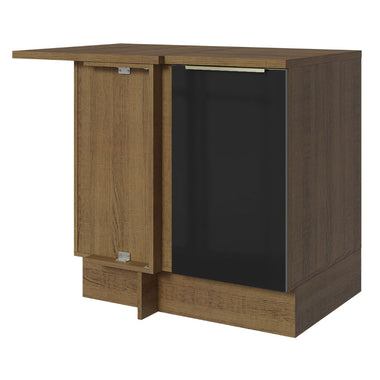 Bajo Mesada Esquinero 102 cm 1 Puerta Marrón/Negro Lux Madesa