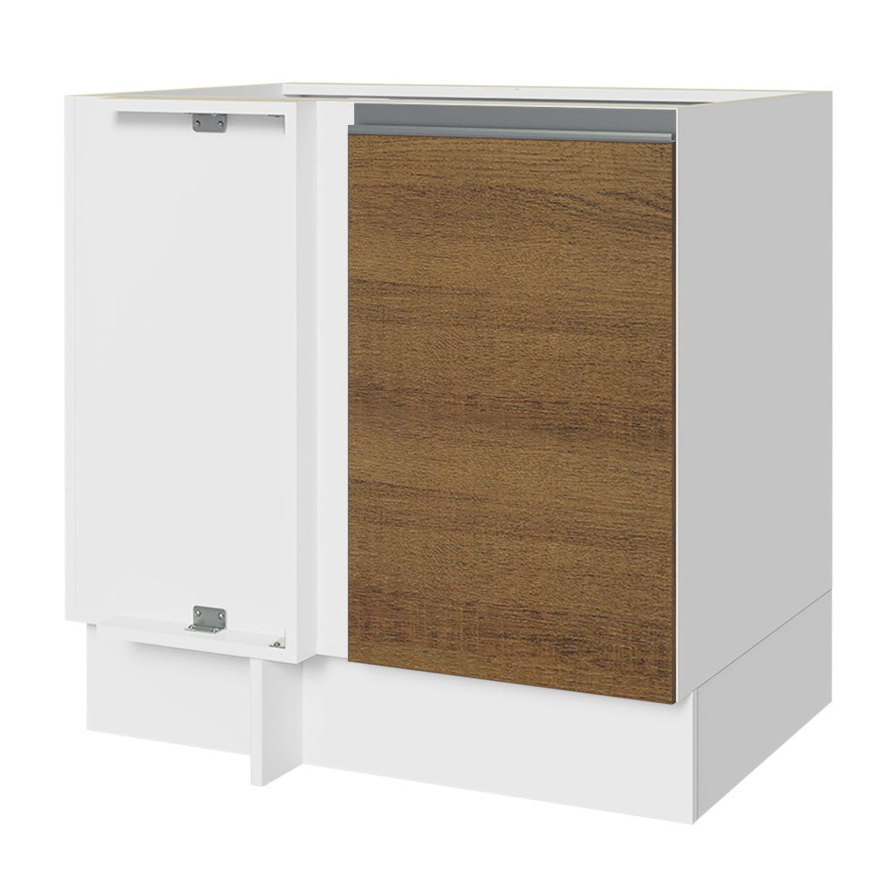 Bajo Mesada Esquinero 1 Puerta 60 cm Profundidad (Sin Mesada) Blanco/Marrón Glamy Madesa