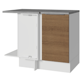 Bajo Mesada Cocina Esquinera 1 Puerta 60 cm Profundidad (Con Mesada) Blanco/Marrón Stella Madesa