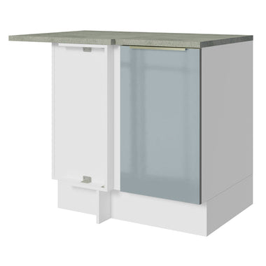 Bajo Mesada Esquinero 102 cm 1 Puerta Blanco/Gris Lux Madesa