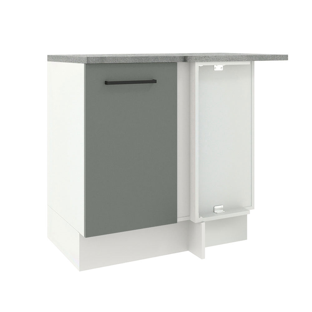 Bajo Mesada Cocina Esquinera 1 Puerta 60 cm Profundidad (Con Mesada) Blanco/Gris Agata Madesa