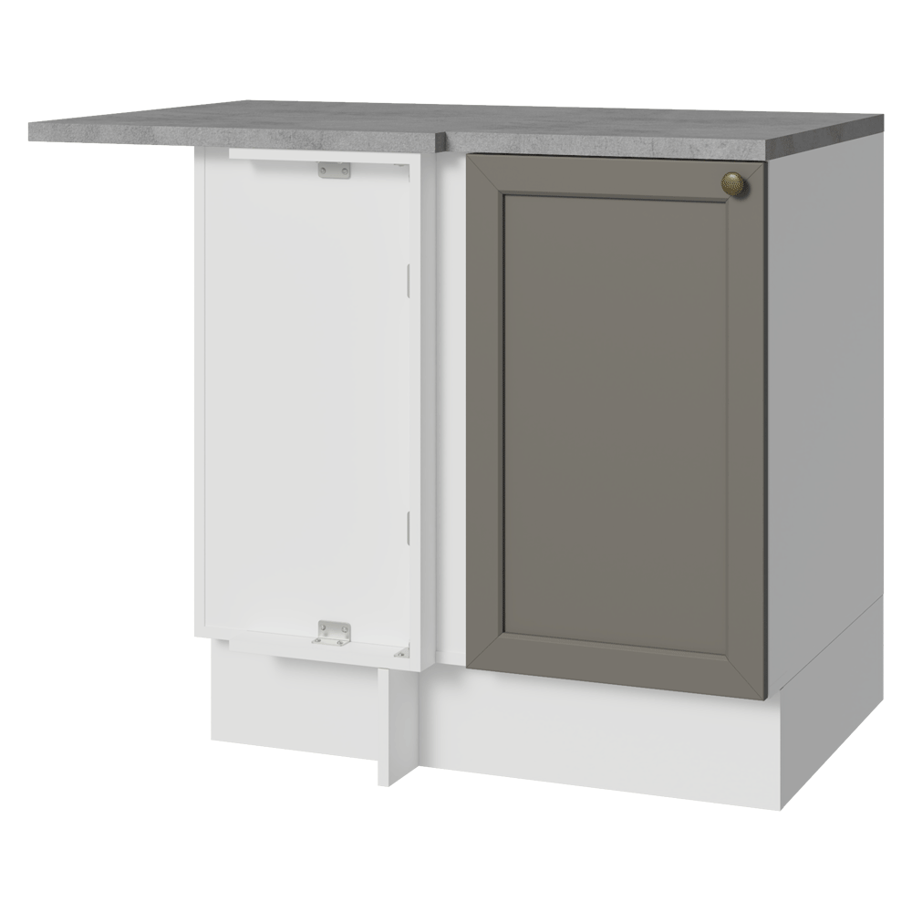 Bajo Mesada esquinero para Linha de 60 cm Profundidade (con Mesada) Blanco/Gris Vik Madesa