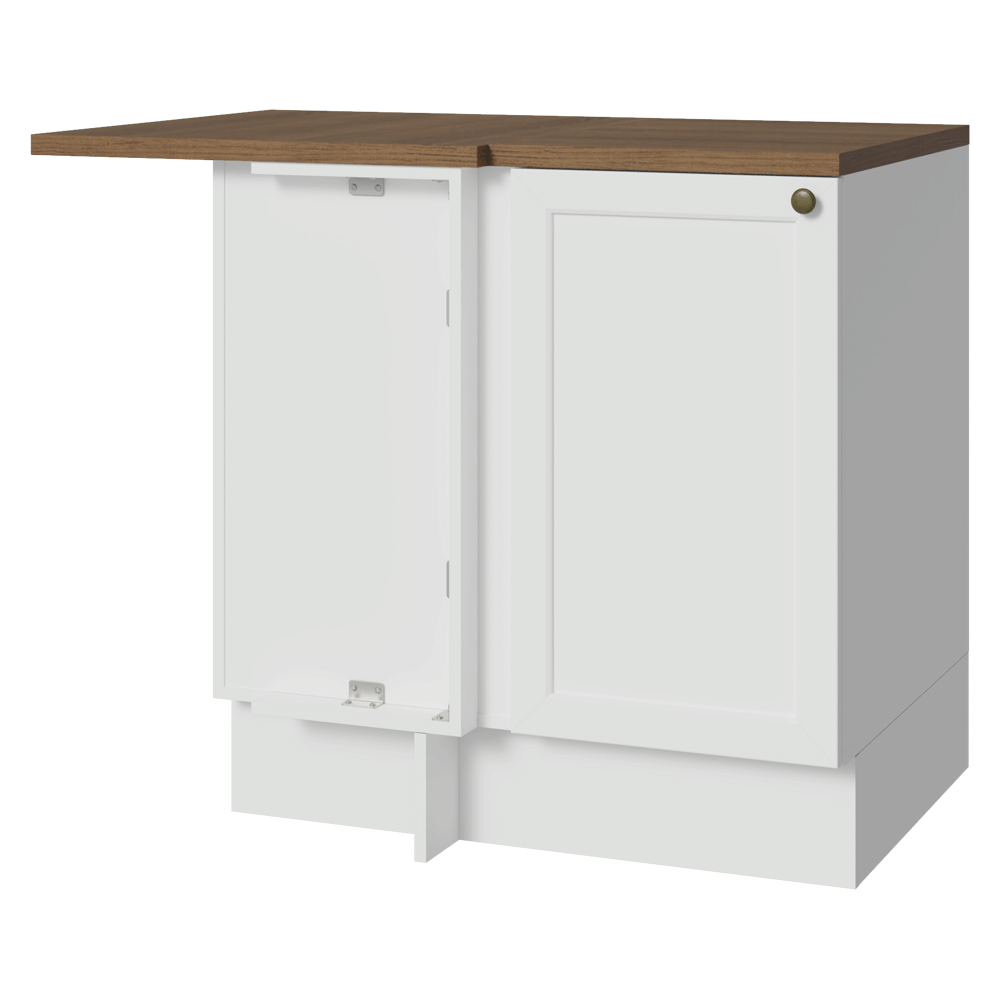 Bajo Mesada esquinero para Linha de 60 cm Profundidade (con Mesada) Blanco/Marrón Vik Madesa