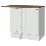 Bajo Mesada esquinero para Linha de 60 cm Profundidade (con Mesada) Blanco/Marrón Vik Madesa