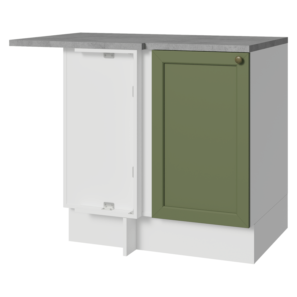Bajo Mesada esquinero para Linha de 60 cm Profundidade (con Mesada) Blanco/Verde Vik Madesa