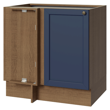 Bajo Mesada Esquinero 102 cm 1 Puerta Sin Mesada Marrón/Azul Vik Madesa