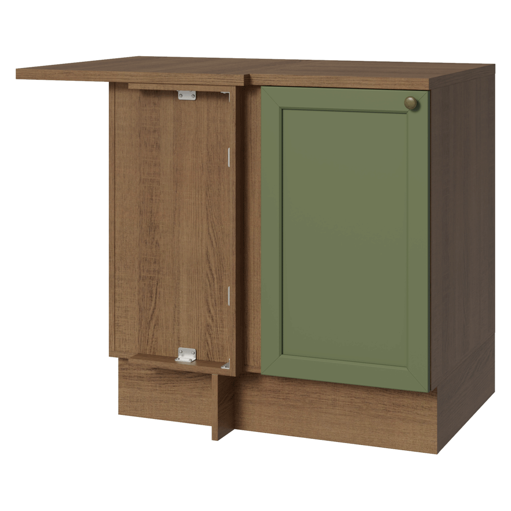 Bajo Mesada Esquinero 102 cm 1 Puerta Marrón/Verde Vik Madesa
