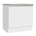 Bajo Mesada 80 x 60 cm 2 Puertas (Con Mesada) Blanco Glamy Madesa