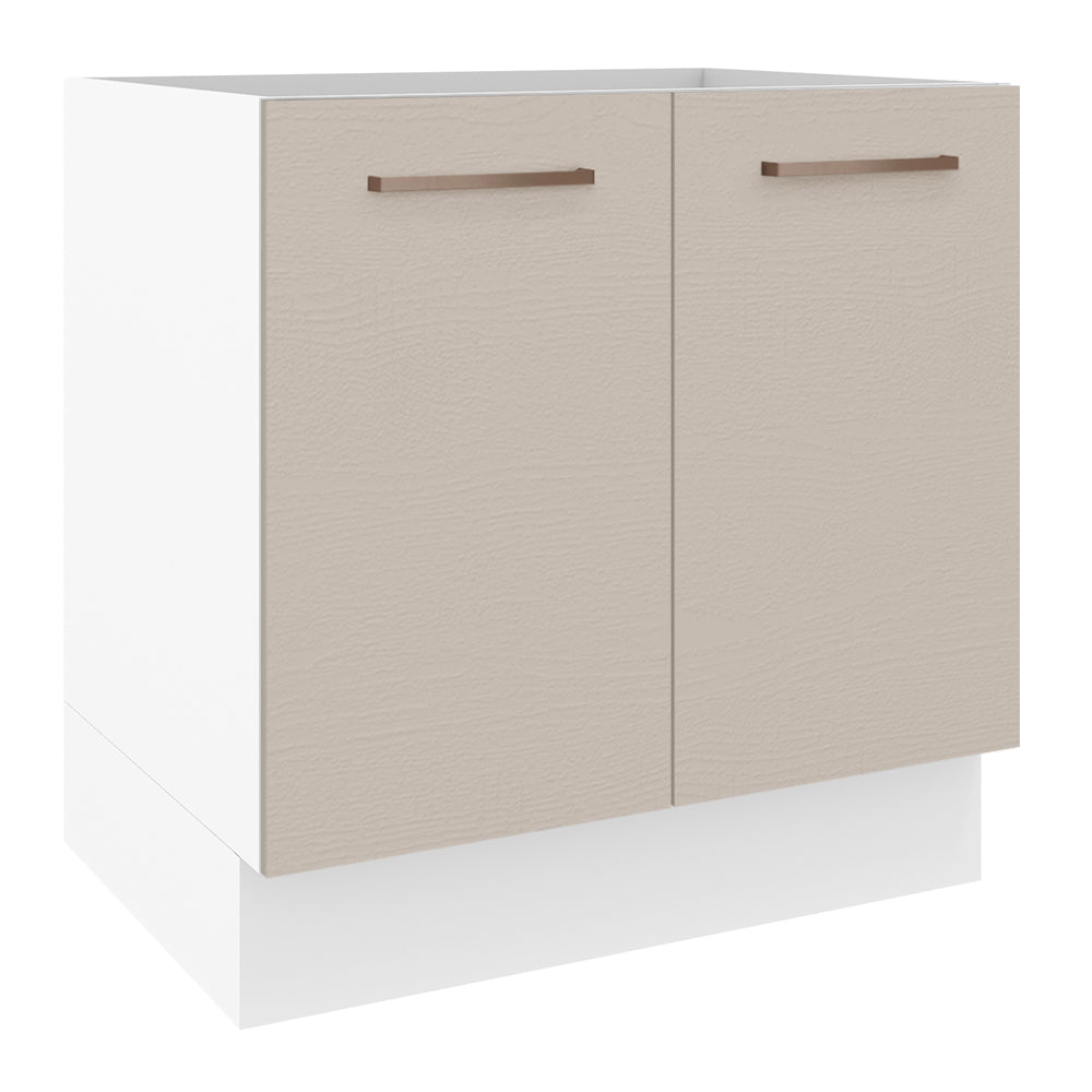 Bajo Mesada Cocina 80 x 60 cm 2 Puertas (Sin Mesada) Blanco/Crema Agata Madesa