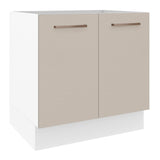 Bajo Mesada Cocina 80 x 60 cm 2 Puertas (Sin Mesada) Blanco/Crema Agata Madesa