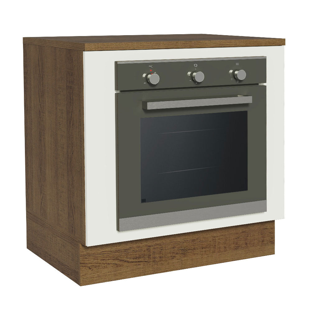 Bajo Mesada Cocina para Horno Empotrado 80 x 60 cm con Mesada Marrón/Blanco Agata, Glamy, Lux, Stella Madesa