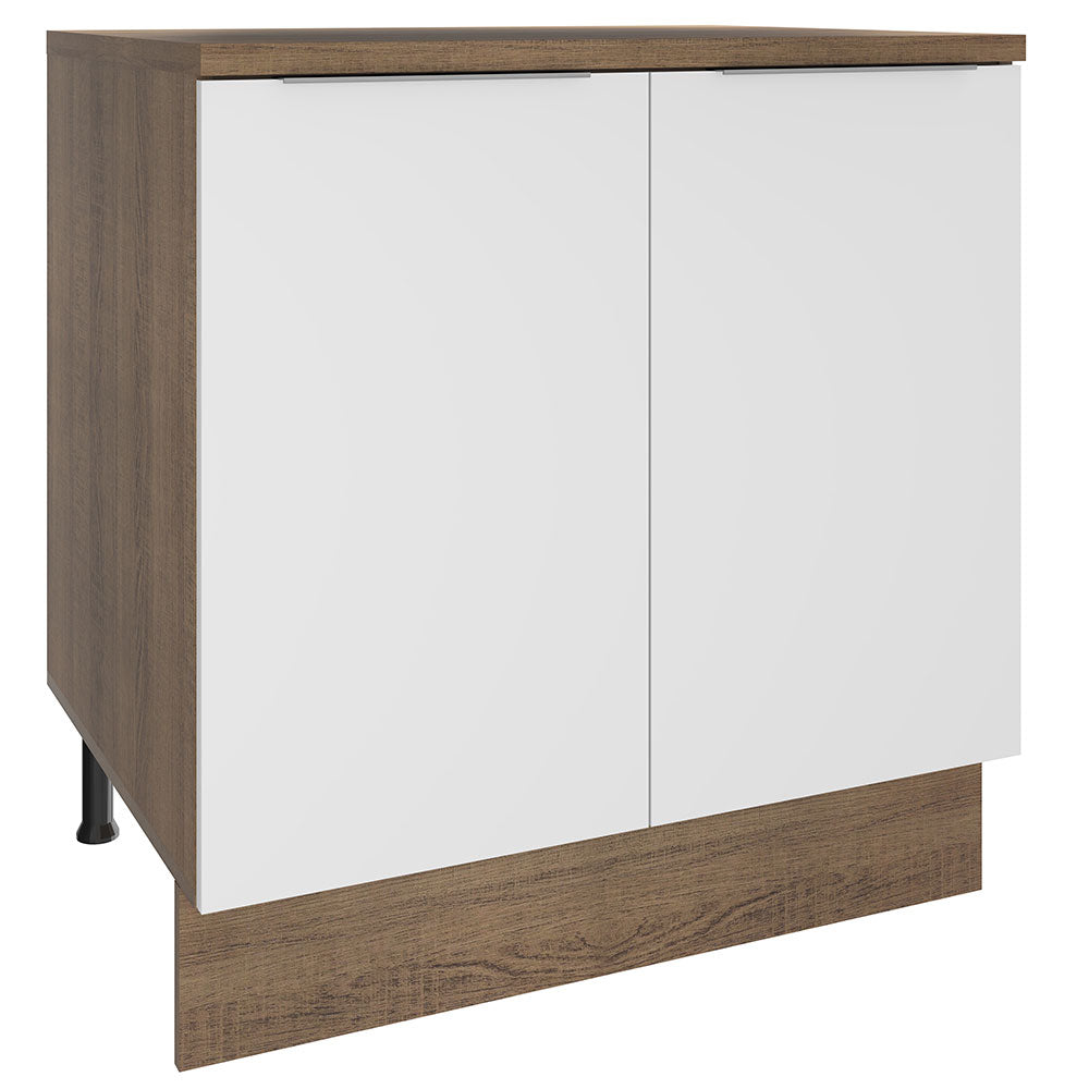 Bajo Mesada Cocina 80 x 60 cm 2 Puertas (Con Mesada) Marrón/Blanco Stella Madesa