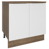 Bajo Mesada Cocina 80 x 60 cm 2 Puertas (Con Mesada) Marrón/Blanco Stella Madesa