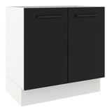 Bajo Mesada Cocina 80 x 60 cm 2 Puertas (Sin Mesada) Blanco/Negro Agata Madesa
