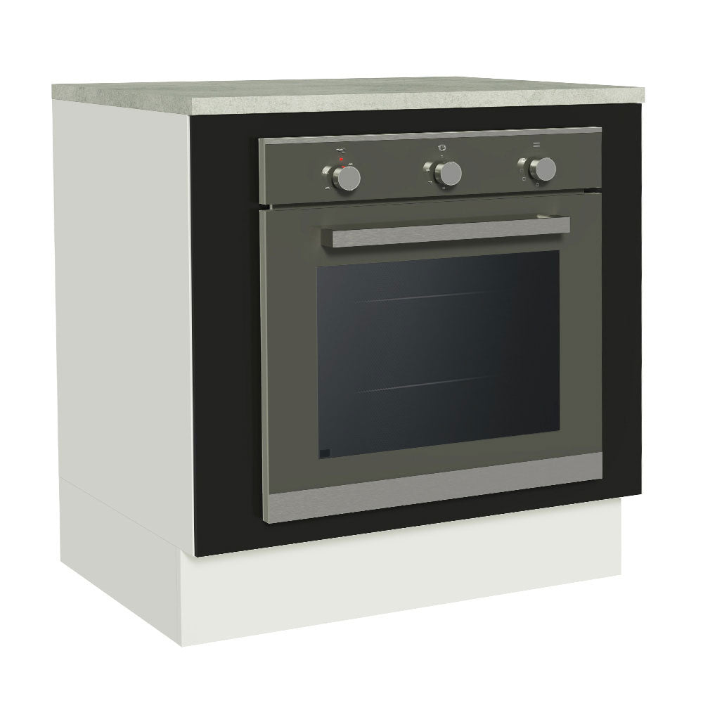 Bajo Mesada Cocina para Horno Empotrado 80 x 60 cm con Mesada Blanco/Negro Agata, Glamy Madesa