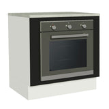 Bajo Mesada Cocina para Horno Empotrado 80 x 60 cm con Mesada Blanco/Negro Agata, Glamy Madesa