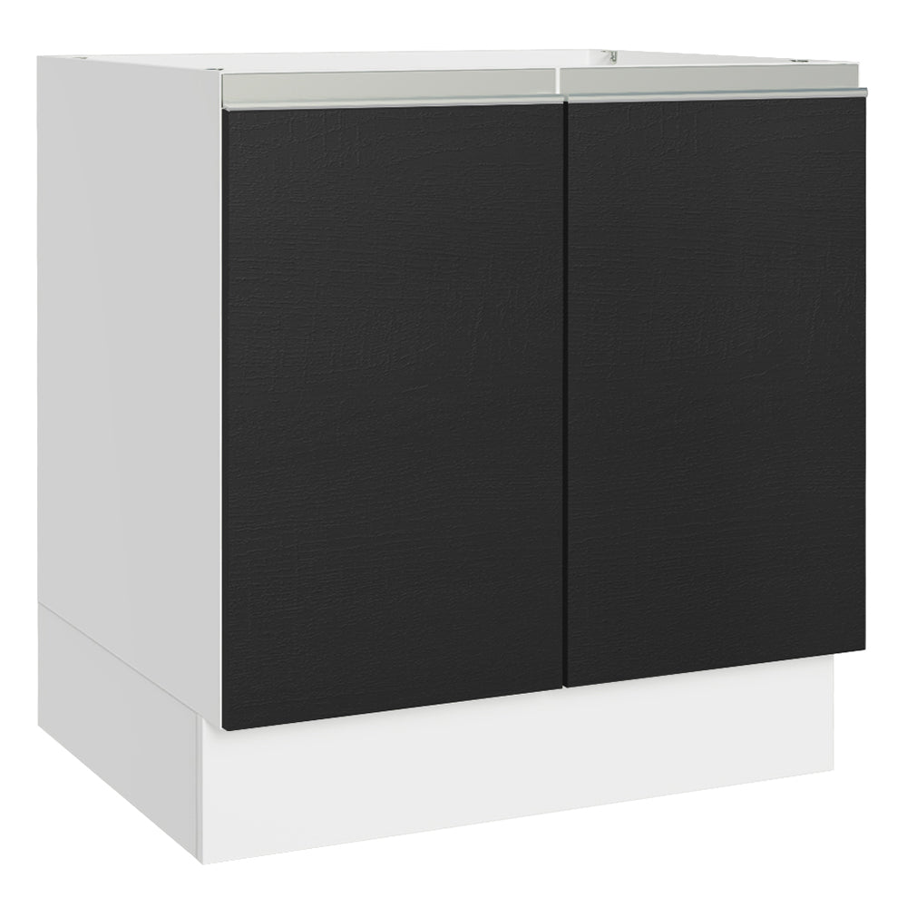 Bajo Mesada Cocina 80 x 60 cm 2 Puertas (Sin Mesada) Blanco/Negro Glamy Madesa