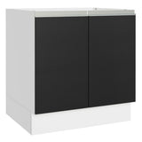 Bajo Mesada Cocina 80 x 60 cm 2 Puertas (Sin Mesada) Blanco/Negro Glamy Madesa