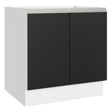 Bajo Mesada 80 cm 2 Puertas Sin Mesada Blanco/Negro Glamy Madesa