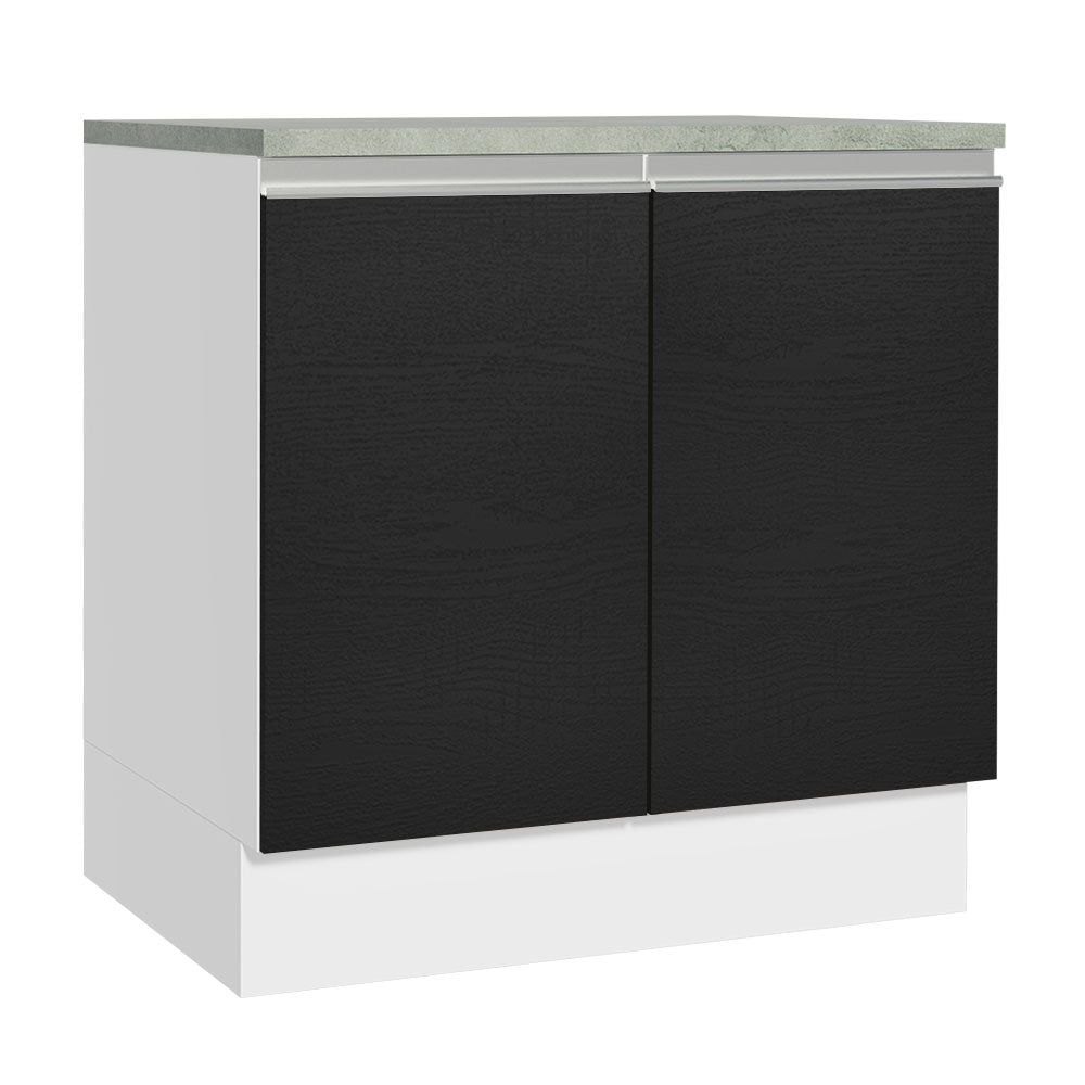 Bajo Mesada Madesa Glamy 80 x 60 cm 2 Puertas (Con Mesada) Blanco/Negro