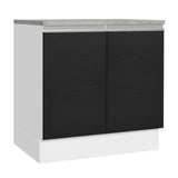 Bajo Mesada Madesa Glamy 80 x 60 cm 2 Puertas (Con Mesada) Blanco/Negro