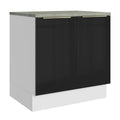 Bajo Mesada 80 x 60 cm 2 Puertas (Con Mesada) Blanco/Negro Lux Madesa