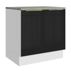 Bajo Mesada 80 x 60 cm 2 Puertas (Con Mesada) Blanco/Negro Lux Madesa