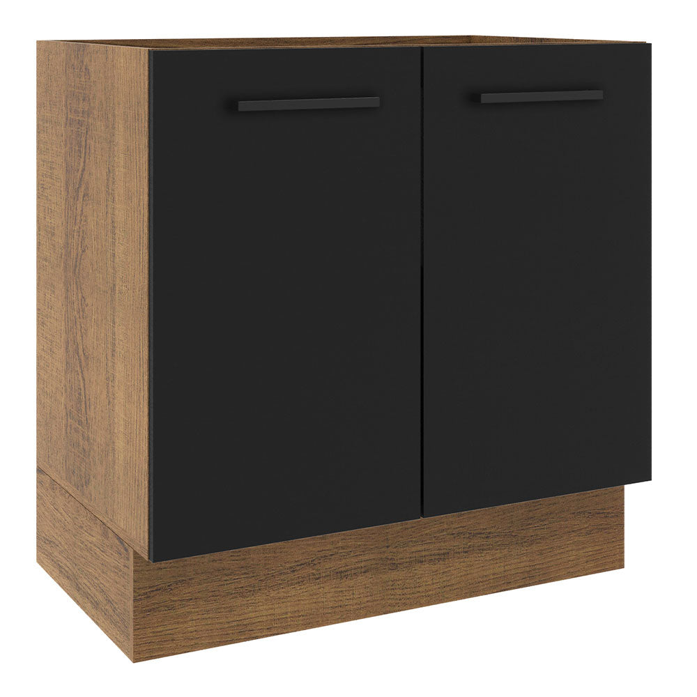 Bajo Mesada Cocina 80 x 60 cm 2 Puertas (Sin Mesada) Marrón/Negro Agata Madesa