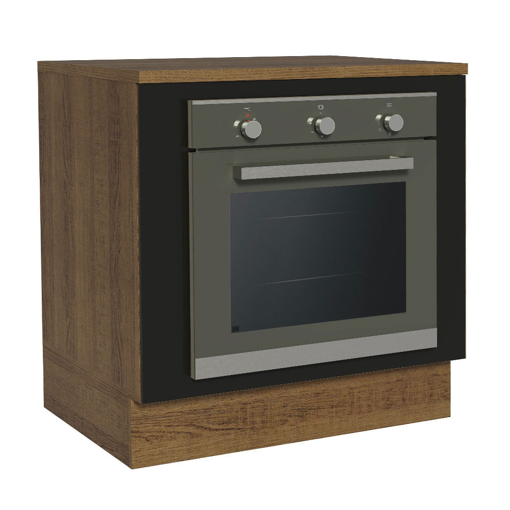 Bajo Mesada Cocina para Horno Empotrado 80 x 60 cm con Mesada Marrón/Negro Agata, Glamy, Madesa
