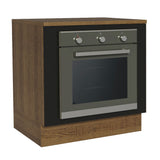 Bajo Mesada Cocina para Horno Empotrado 80 x 60 cm con Mesada Marrón/Negro Agata, Glamy, Madesa