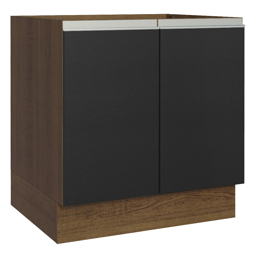 Bajo Mesada Cocina 80 x 60 cm 2 Puertas (Sin Mesada) Marrón/Negro Glamy Madesa