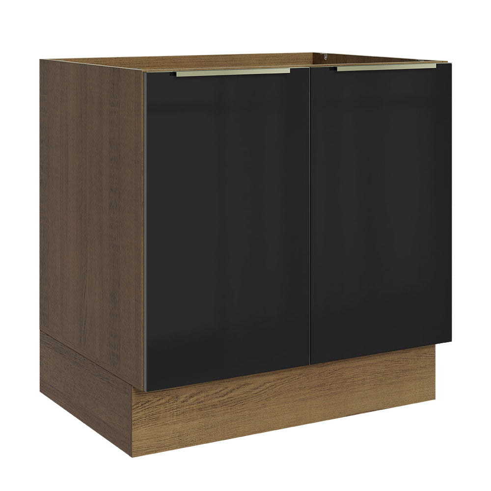 Bajo Mesada 80 cm x 60 cm, 2 Puertas Lux Marrón/Negro