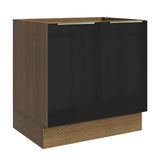 Bajo Mesada 80 cm x 60 cm, 2 Puertas Lux Marrón/Negro