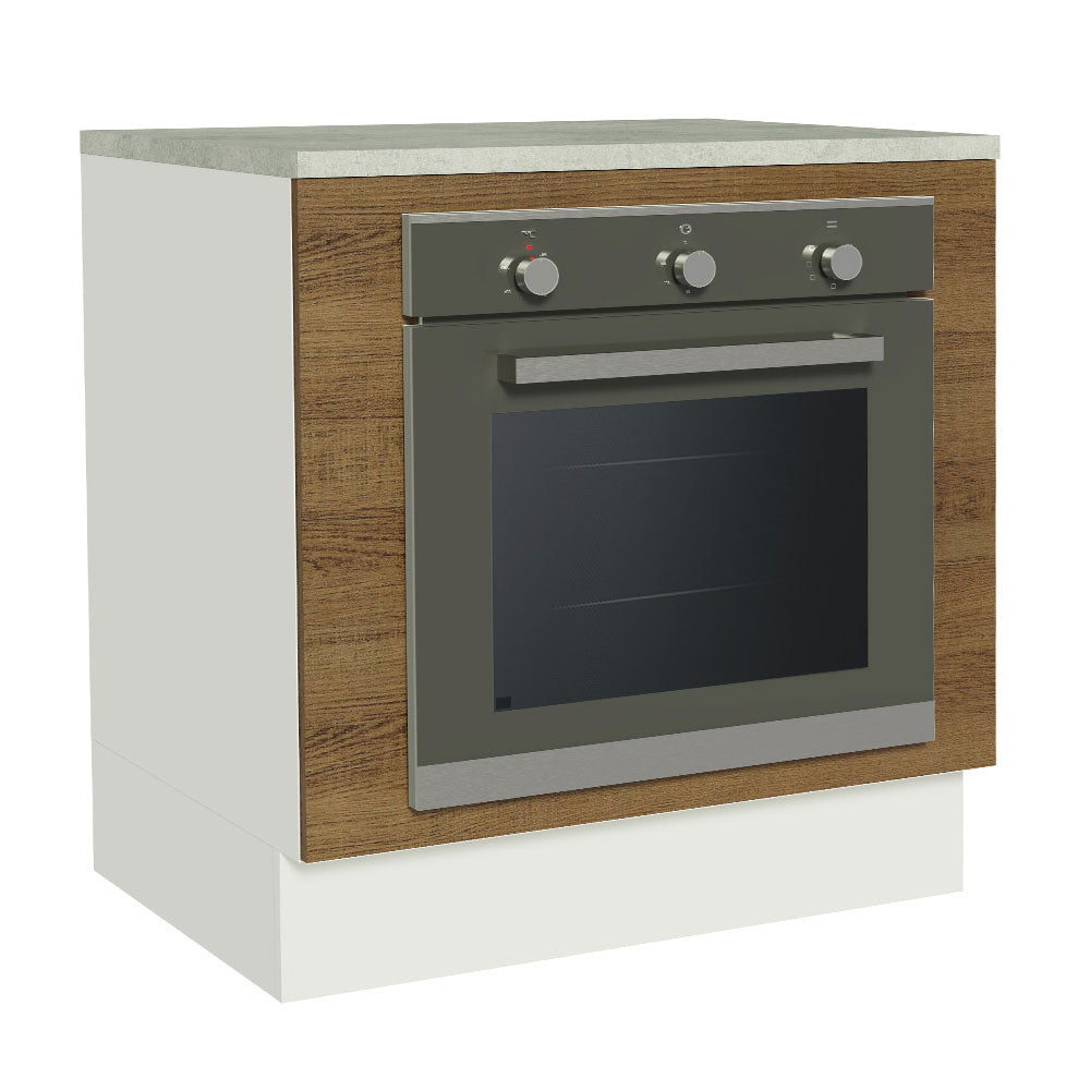 Bajo Mesada Cocina para Horno Empotrado 80 x 60 cm con Mesada Blanco/Marrón Glamy, Stella Madesa