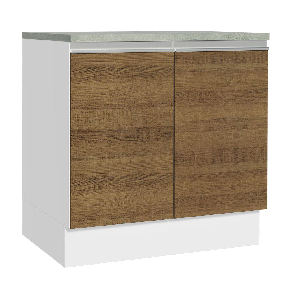 Bajo Mesada Madesa Glamy 80 x 60 cm 2 Puertas (Con Mesada) Blanco/Marrón