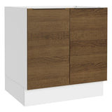 Bajo Mesada Cocina 80 x 60 cm 2 Puertas (Sin Mesada) Blanco/Marrón Stella Madesa