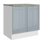 Bajo Mesada 80 x 60 cm 2 Puertas (Con Mesada) Blanco/Gris Lux Madesa