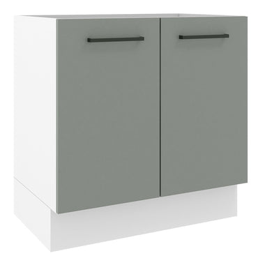 Bajo Mesada 80 cm 2 Puertas Sin Mesada Blanco/Gris Agata Madesa